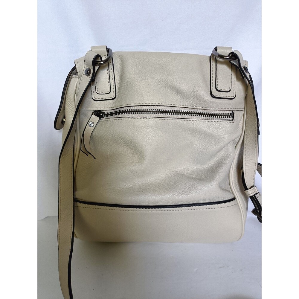 S E F New York Cream Leather Satchel/Crossbody
